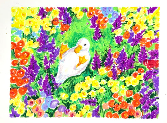 Flowers fields. Happy Ducky Day series