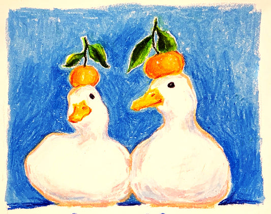 Duck with tangerine. Happy Ducky Day series